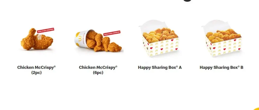 McDonalds Sharing Menu