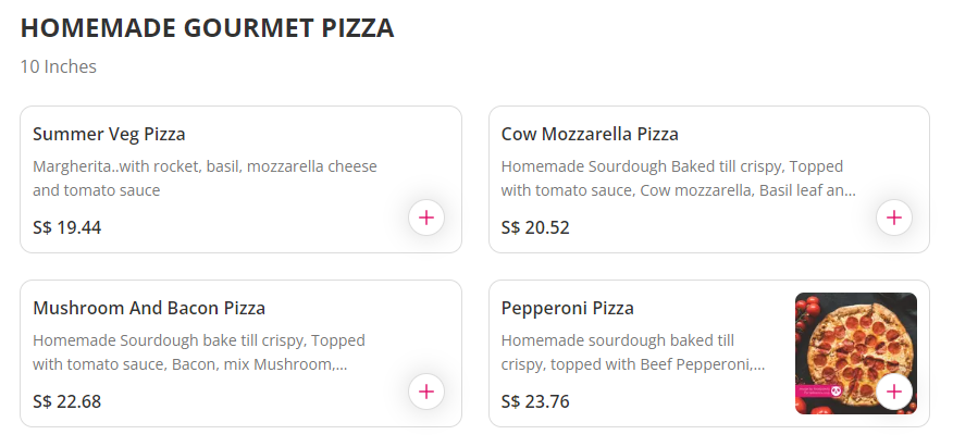 SPRUCE HOMEMADE PIZZA PRICES