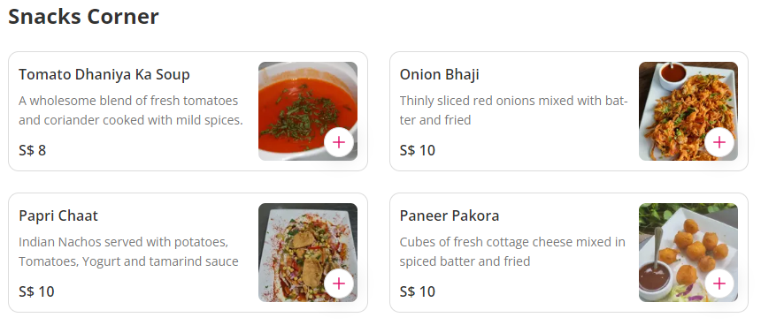 Tandoori Corner Menu Snacks Corner Prices