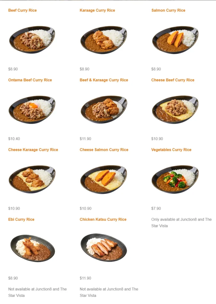 Yoshinoya Singapore Curry prices